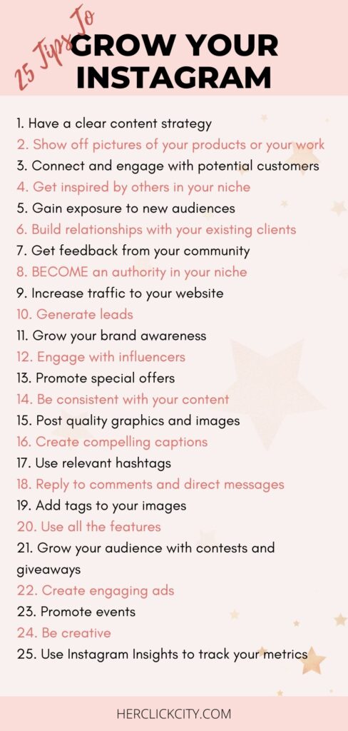 25 tips for marketing with Instagram infographic
