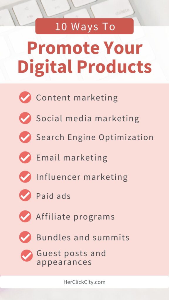 10 ways to promote your digital products - checklist
