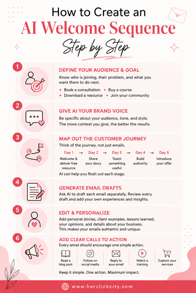 How to create an AI welcome sequence, step-by-step - Infographic